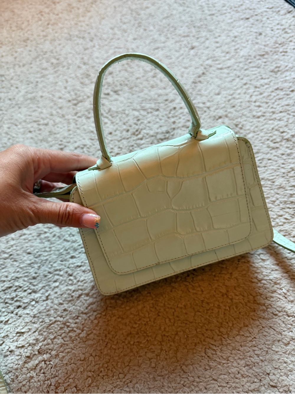 & Other Stories Croc-Embossed Mini Top-Handle Bag in Mint Green